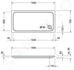 DURAVIT - D-Code Sprchová vanička 1400x700 mm, alpská bílá 720095000000000