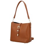 Luxusní dámská kožená kabelka na rameno Bertha, koňaková