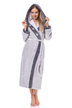 Dámský dlouhý župan 9145 - L&L sv.šedá-tm.šedá L