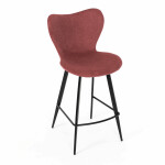 Židle barová, červená látka, černá podnož