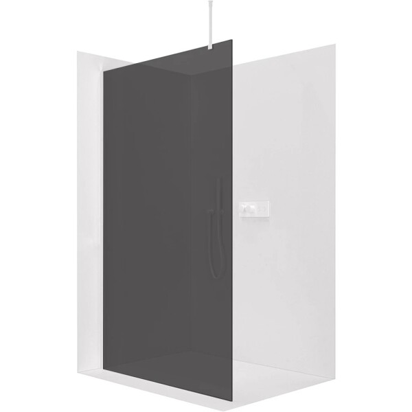 CERANO Sprchová zástěna Walk-in Onyx Top Round L/P - 8 mm - kulatá vzpěra - bílá matná, grafitové sklo - 60x200 cm
