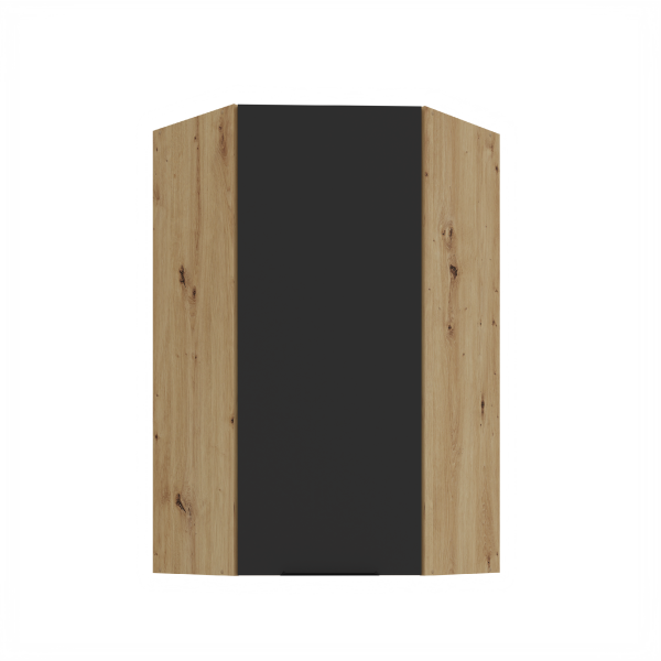 Horní rohová skříňka Aria 60x60 GN-108 1F (45°) Barva korpusu: Dub artisan, Barva dvířek: BL - Black AFM