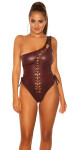 Sexy KouCla Coldshoulder Wetlook Body barva BORDEAUX velikost Einheitsgroesse