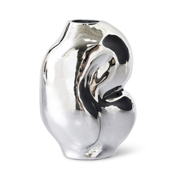 HK living Skleněná váza Gleam Chrome 900 ml, stříbrná barva, sklo