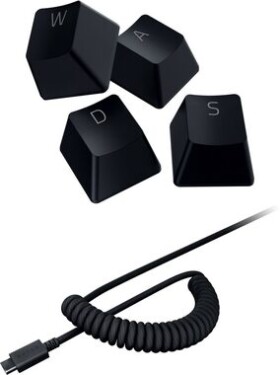 PBT Keycap Coiled Cable Upgrade Set Classic Black US/UK