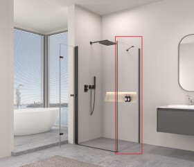 Erga Berlin pevná stěna pro sprchové kouty 90x195 cm, 6mm čiré sklo, černý profil, ERG-V02-BERLIN-G090-BK