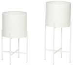 Hübsch Obal na květiny se stojánkem Větší, bílá barva, kov