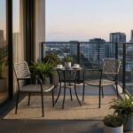 Balkónový set 1+2, stůl 60x60, židle umělý ratan barva antracit, kov antracit