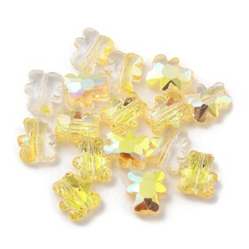 Skleněné korálky - broušený medvídek - různé varianty - 9,5x 8,5 x 3,5 mm - 1 ks Barva: Žlutá