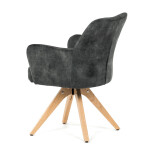 Židle jídelní, otočný mechanismus 360°, taštičkové pružiny v sedáku, tmavě zelená látka, noha masiv dub