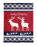 Vánoční deka se střapci a kostkovaným okrajem Šířka: 150 cm | Délka: 200 cm