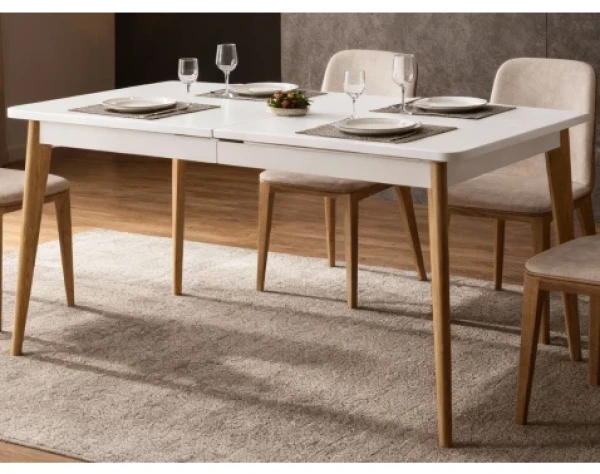 Rozkládací jídelní stůl Nordi 140x80 cm, dub/bílý