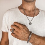 Ocelový 4mm náhrdelník s pečetí, rodový erb, Stříbrná 60 cm