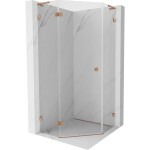 MEXEN/S - Lunar L sprchový kout pětiboký křídlový levá 80 x 80, transparent, měď kartáčovaná 831L-080L-080P-65-00-L