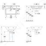 VILLEROY & BOCH - Subway 3.0 Umyvadlo 650x470 mm, bez přepadu, otvor pro baterii, CeramicPlus, Stone White 4A7066RW