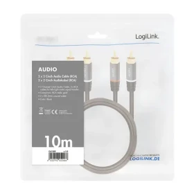LogiLink audio kabel 2x RCA(M) - 2x RCA(M) 10 m černá / Audio kabel / Pozlacené konektory / Stíněný (CA1209)