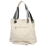 Módní dámská koženková kabelka na rameno Žanet, krémová