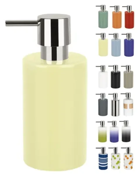 Spirella TUBE dávkovač mýdla světle žlutý / keramika / 300 ml