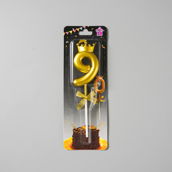 Dortová svíčka s "korunkou" zlatá č.9
