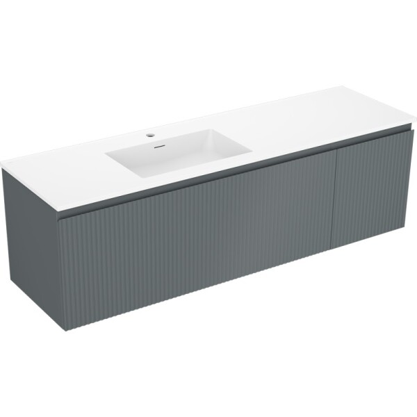 MEXEN/S - Rivel koupelnová skříňka 160 cm s umyvadlem Otis levá, 1S, 1D, reliéf, grafit mat/bílá mat 91A23-16047-3-BBFF66-W18L01
