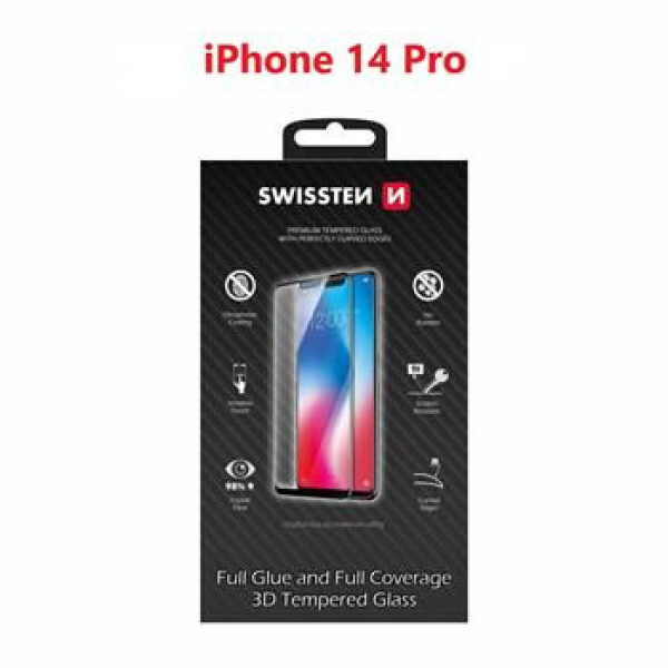 SWISSTEN Ultra Durable 3D FULL GLUE Glass pro Apple iPhone 14 PRO černá (64701910)