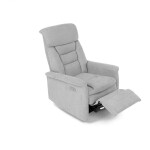 Polohovací křeslo s elektrickým ovládáním, potah stříbrná látka