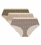 Dámské bavlněné kalhotky 3 ks DIM LES POCKETS COTTON BOXER 3x - DIM - světle hnědá L