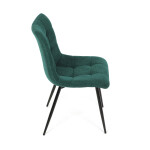 Židle jídelní, zelená látka, černý kov