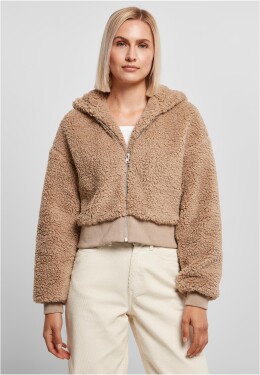 Dámská krátká oversized bunda Sherpa softtaupe