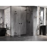 MEXEN/S - Lunar L Duo sprchový kout dveře křídlové pravá 85 x 75, transparent, černá 834L-085P-075L-70-00