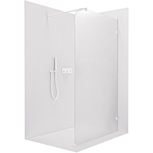 CERANO Sprchová zástěna Walk-in Orbis Round - Pravá - 8 mm - kulatá vzpěra - bílá matná, mléčné sklo - 110x200 cm