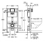 GROHE - Rapid SL Předstěnový instalační prvek pro závěsné WC, splachovací nádržka GD2 38525001