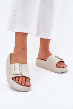 Dámské Pěnové Pantofle Na Platformě S Přezkou Béžové Viasara 36