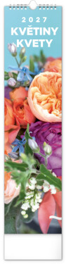 Nástěnný kalendář 2027 Notique kravata Květiny – Kvety, 12 x 48 cm