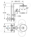 GROHE - Vitalio Start Sprchový set 250 s termostatem, 9,5 l/min, 2 proudy, chrom 26816000