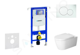 GEBERIT - Duofix Modul pro závěsné WC s tlačítkem Sigma01, alpská bílá + Duravit ME by Starck - WC a sedátko, Rimless, SoftClose 111.355.00.5 NM1