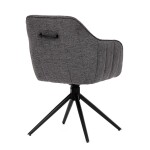 Židle jídelní a konferenční, tmavě šedá látka, černé kovové nohy, otočná P90°+ L 90° s vratným mechanismem - funkce rese