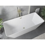 MEXEN/S - Velo Slim volně stojící vana 170 x 75, bílá, sifon a přepad zlatá 52811707500-50