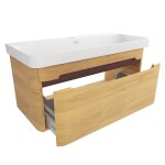 Koupelnová skříňka s umyvadlem SAT Fusion 97,5x43x45 cm dub medový mat SATFUSION100DMMW SATFUSION100DMMW