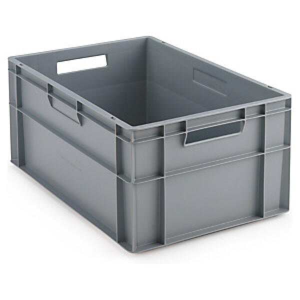 Stohovatelná europřepravka 600 x 400 x 270 mm, šedá, objem 52l, nosnost 25kg | RAJA