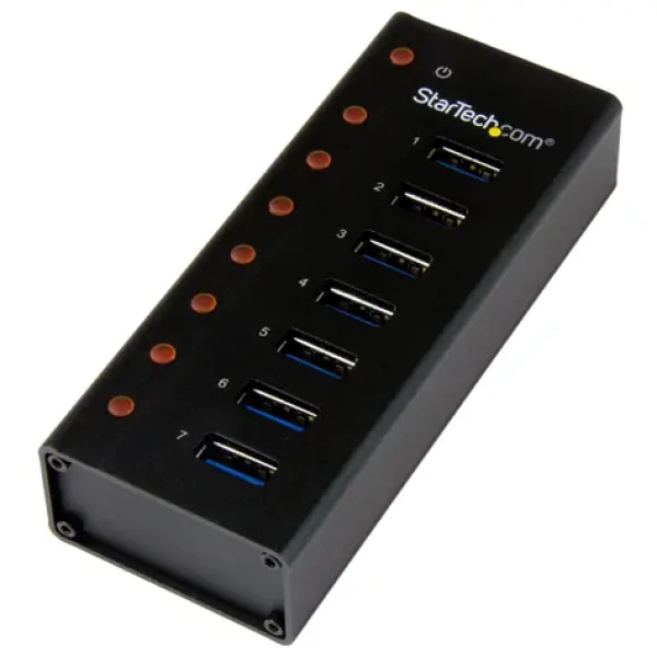 StarTech USB 3.0 HUB 7 portů černá / USB hub / aktivní napájení / hliník (ST7300U3M)