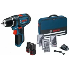 BOSCH GSR 12V-15 LI / Aku Vrtací šroubovák s příslušenstvím (39ks) / 12V / 2x2.0Ah / 10mm sklíčidlo / 1300 ot-min / 30 N (0615990GB0)