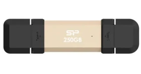 Silicon Power DS72 250GB zlatá / USB-A + USB-C 3.2 Gen 2 / R: 1050MBs / W: 850MBs (SP250GBUC3S72VPG)