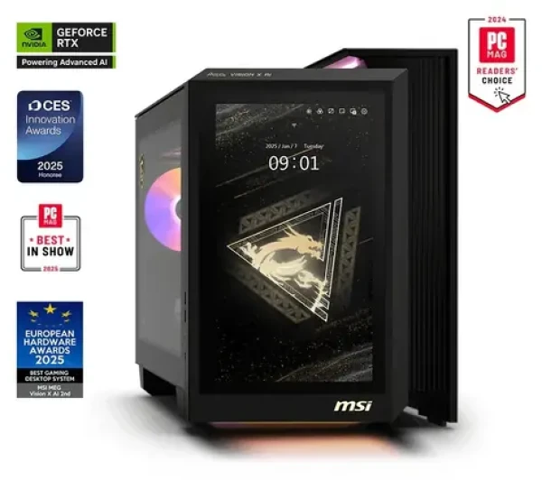 MSI MEG Vision X AI 2NVV9-289EU černá / Herní počítač / Intel Core Ultra 9 285K / 64GB / 2TB SSD / RTX 5080 16GB / W11H (MEG Vision X AI 2NVV9-289EU)