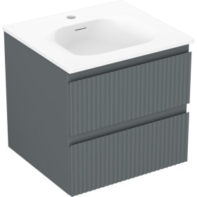MEXEN/S - Rivel koupelnová skříňka 50 cm s umyvadlem Vela, 2 zásuvky, reliéf , grafit mat/bílá mat 91A20-05047-2-BFF66-W23M01