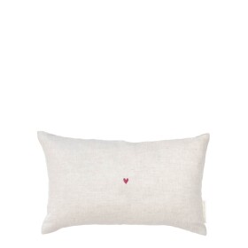 Bastion Collections Lněný polštář s výplní Naturel / Heart in Rose 30 × 50 cm, přírodní barva, textil