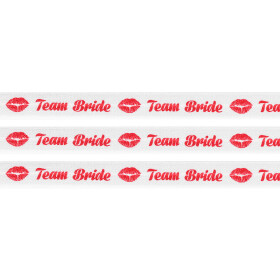 Lemovací pruženka - bílá - "team bride" - 15 mm - 5 m