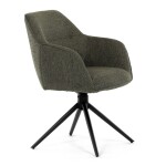 Židle jídelní a konferenční, zelená látka, černé kovové nohy, otočný mechanismus