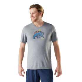 Pánské merino tričko s krátkým rukávem SMARTWOOL Men's Bear Strata Active Short Sleeve Gr, Light Gray Heather velikost: S