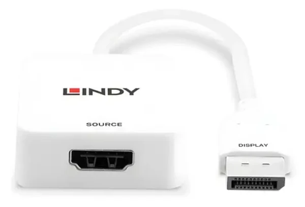 Lindy 38303 bílá / Převodník / HDMI 2.0 na DisplayPort 1.2 / 4K 60Hz / aktivní (38303)